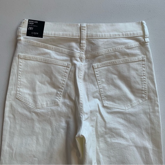 J Crew Factory Tall White Wide-Leg Cropped Jean in All Day Stretch Size 28T NWT - Picture 8 of 17